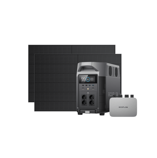 EcoFlow PowerStream Fotovoltaico da Balcone con deposito 800W - DELTA Pro (3 kWh) BKW Bundle EcoFlow Italia 800W + 2x Pannello Solare Rigido da 400W + DELTA Pro (Con Cavo) /
