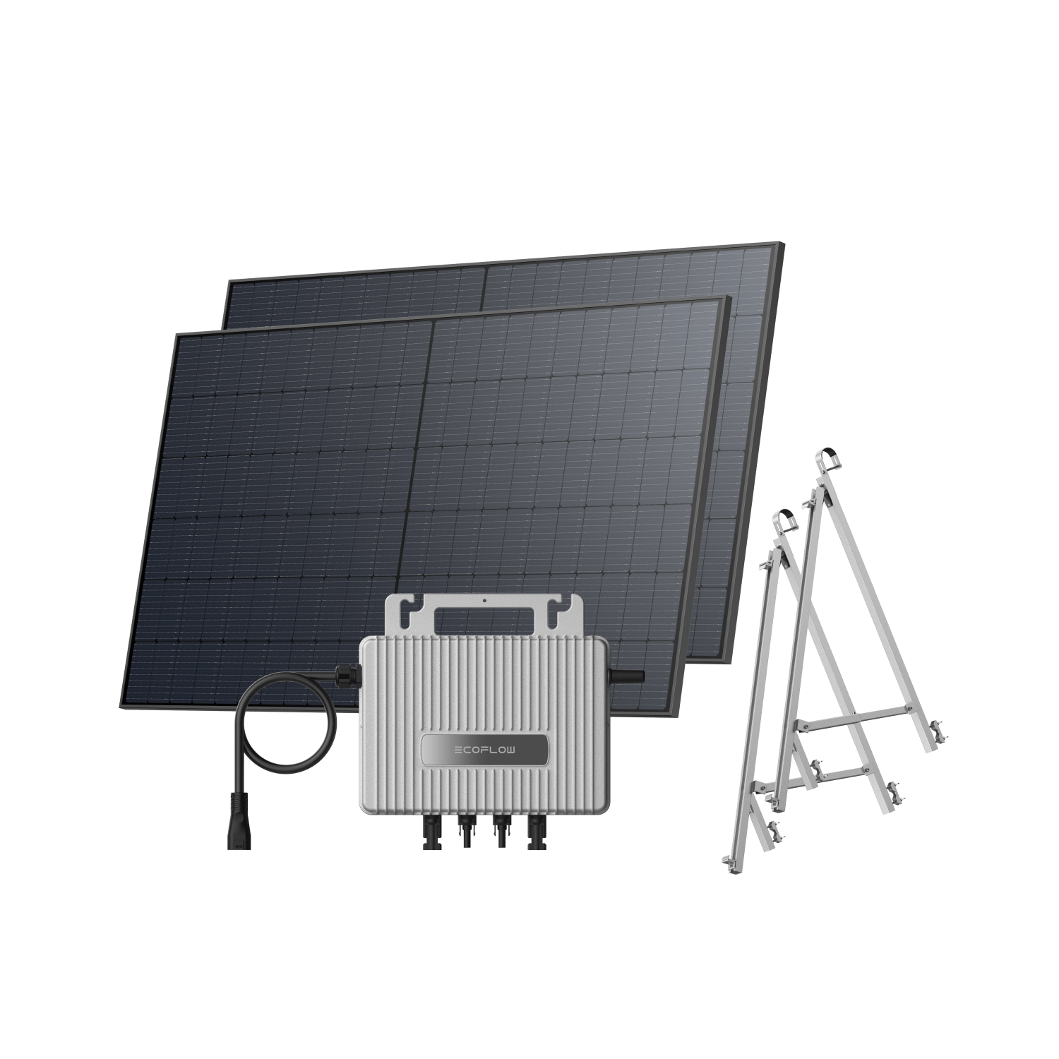 Kit Fotovoltaico da Balcone EcoFlow STREAM BKW II EcoFlow Balcone con ringhiera (500 Wp) 2 pannelli solari rigidi da 520 W + Microinverter STREAM (600 W) Staffa – Balcone con ringhiera