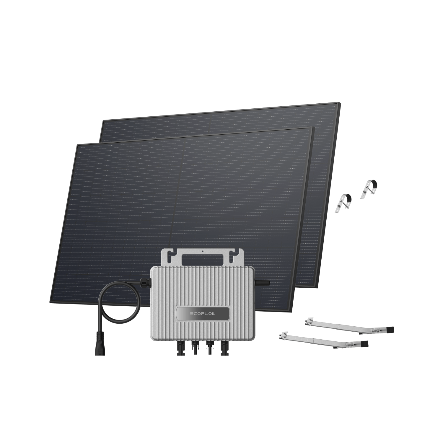Kit Fotovoltaico da Balcone EcoFlow STREAM BKW II EcoFlow Balcone con ringhiera (900 Wp) 2 pannelli solari rigidi da 450 W + Microinverter STREAM (600 W) Staffa – Balcone in cemento