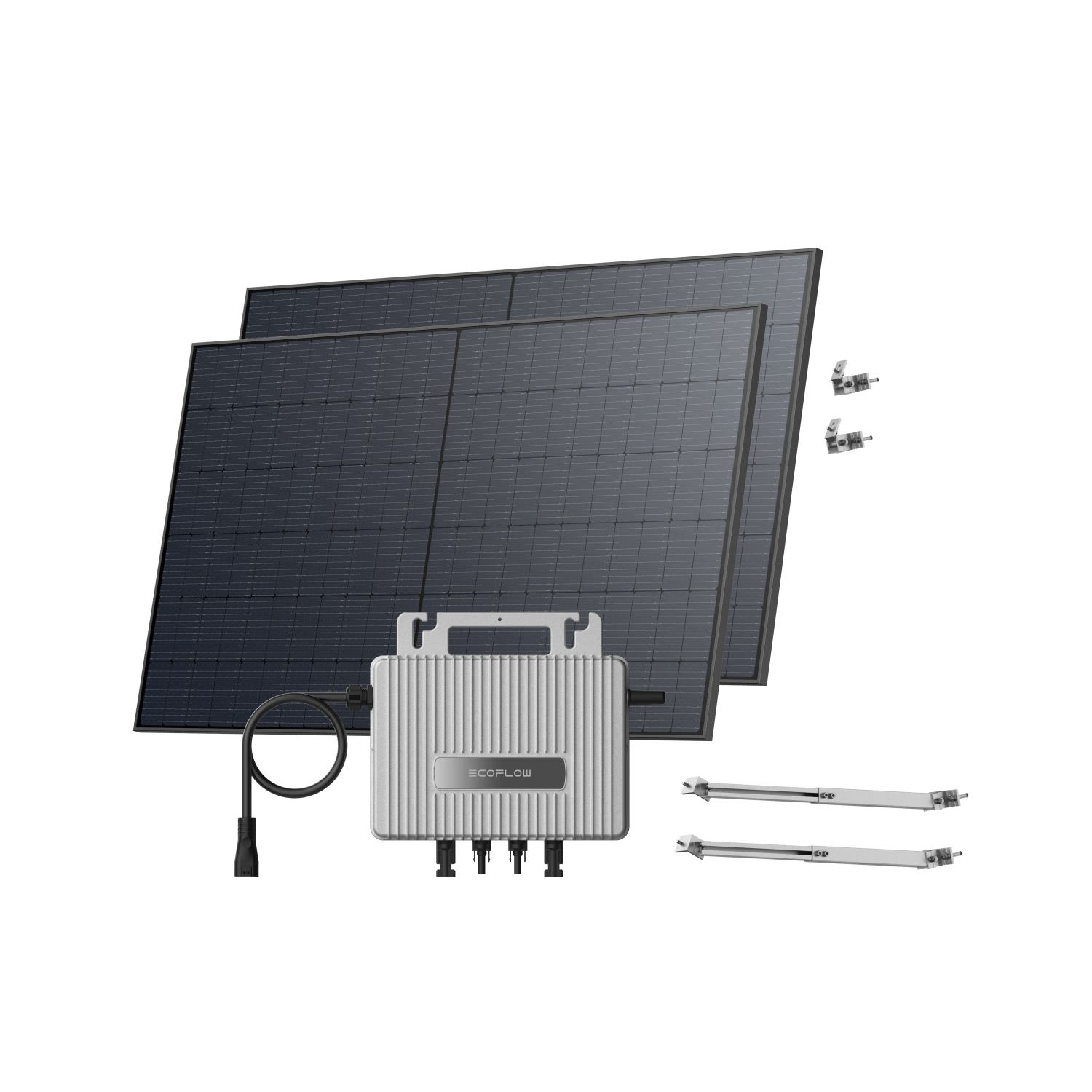 Kit Fotovoltaico EcoFlow STREAM BKW II EcoFlow Microinverter STREAM (600 W) + 2 pannelli solari rigidi da 520 W Staffa regolabile – Facciata