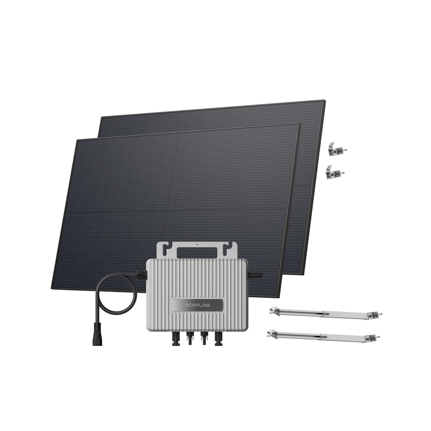 Kit Fotovoltaico EcoFlow STREAM BKW II EcoFlow Microinverter STREAM (600 W) + 2 pannelli solari rigidi da 450 W Staffa regolabile – Facciata