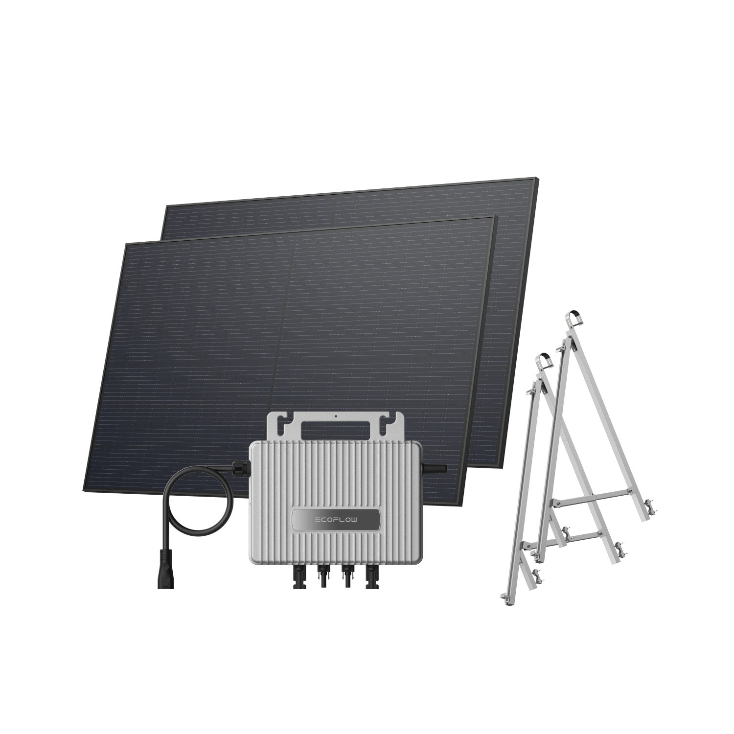 Kit Fotovoltaico EcoFlow STREAM BKW II EcoFlow Microinverter STREAM (600 W) + 2 pannelli solari rigidi da 450 W Staffa – Balcone semi-chiuso