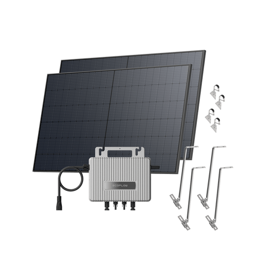 Kit Fotovoltaico da Giardino/a Terra EcoFlow STREAM BKW II EcoFlow (500 Wp) 2 pannelli solari rigidi da 520 W + Microinverter STREAM (600 W) Staffa – Supporto per pannelli solari regolabile