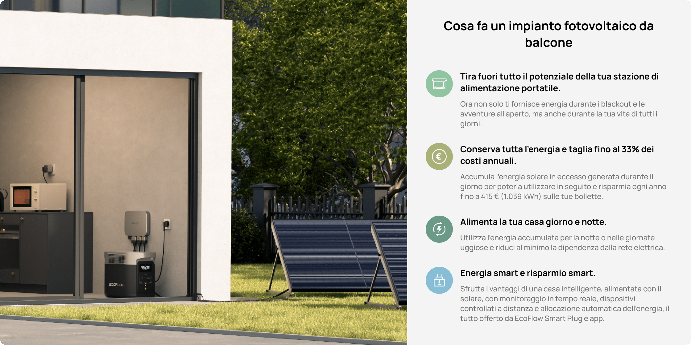 Lavora in sintonia con l'impianto fotovoltaico da balcone EcoFlow PowerStream